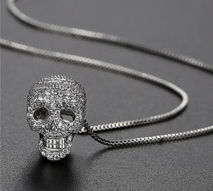 Cubic Zirconia Skull Pendant Necklaces - Jewelry