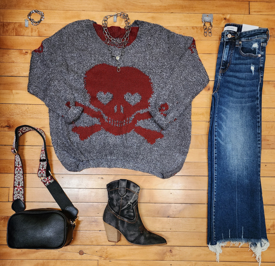 Skull with Heart Eyes Sweaters