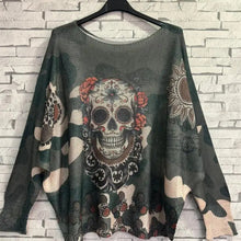 Load image into Gallery viewer, Sugar Skull Lightweight Sweater-Made in Italy
