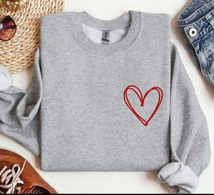 Heart Graphic Pullover Tops