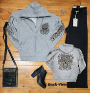 Sugar Skull Graphic Zip up Hoodie