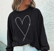 Rhinestone Heart Graphic Tops