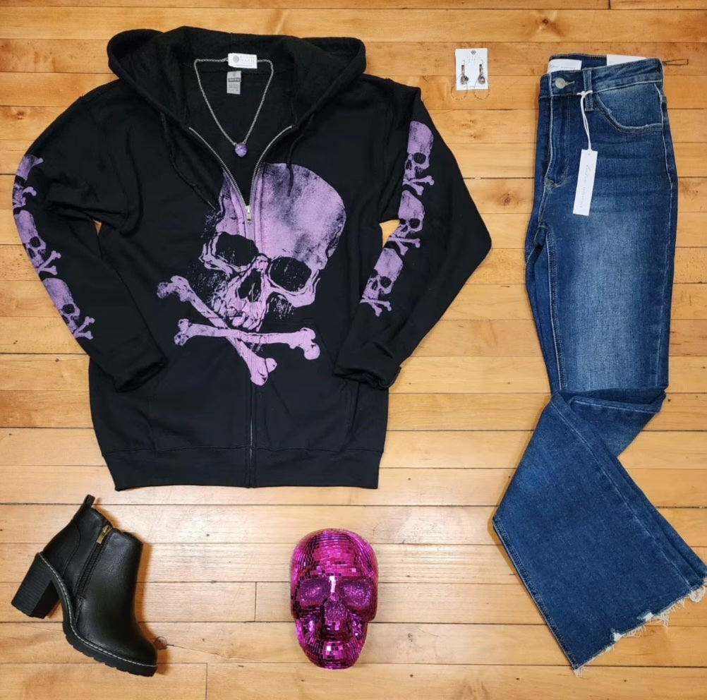 Graphic Skull Zip Up Hoodie