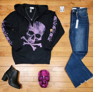 Graphic Skull Zip Up Hoodie
