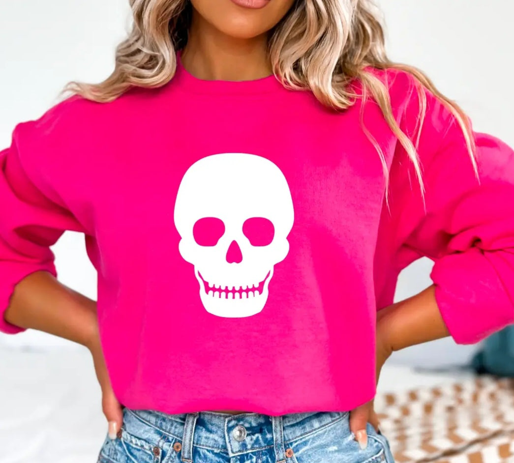 Pink Skull Graphic Pullover
