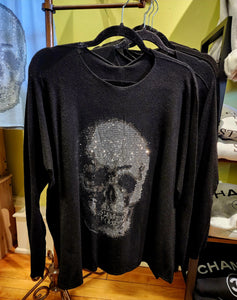 Crystal Face Skull Graphic Sweater