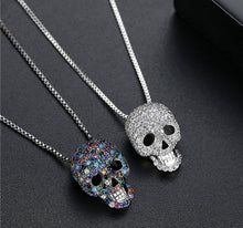 Load image into Gallery viewer, Cubic Zirconia Skull Pendant Necklaces - Jewelry
