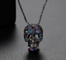 Load image into Gallery viewer, Cubic Zirconia Skull Pendant Necklaces - Jewelry
